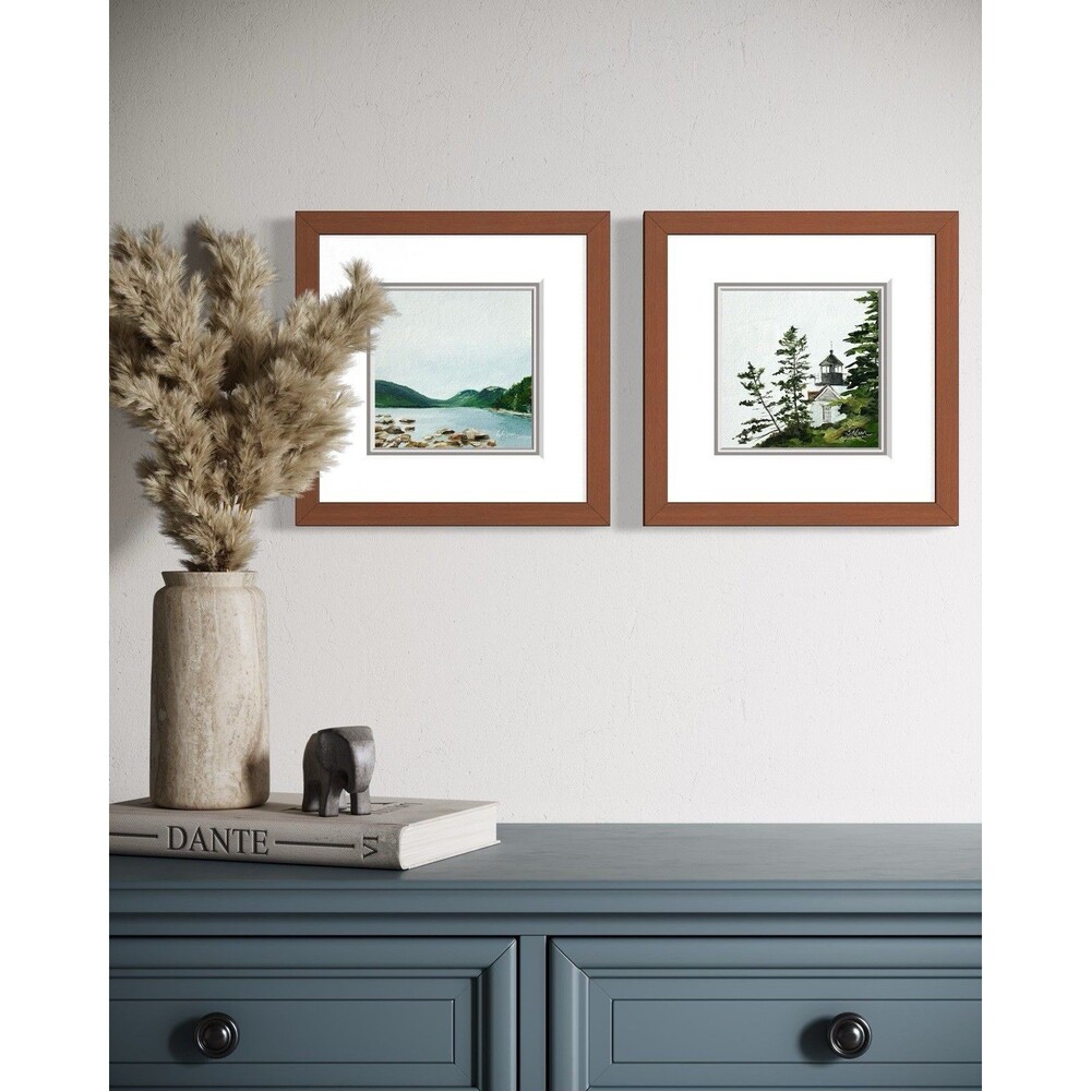 8x8 Maine Original Oil Painting Acadia Landscape Jordan Pond New England Signed - Picture 6 of 8